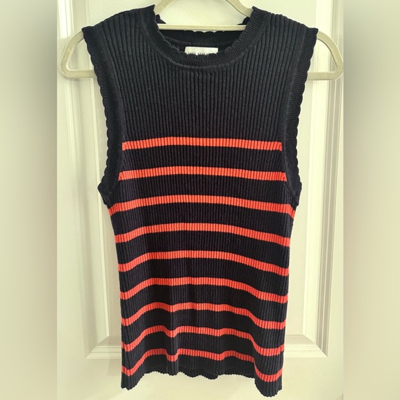 Free Assembly Tops - Free Assembly Womens 2XL Navy Red Striped Ribbed Sleeveless Sweater Knit Top